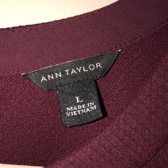 Ann Taylor Peplum Textured Burgundy Top L - Picture 3 of 4
